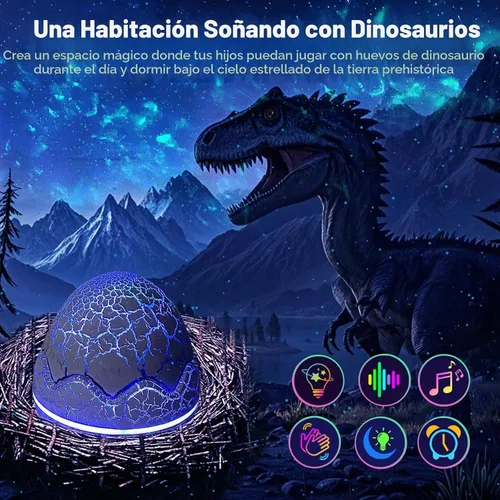 Vista 2 de XQBX Proyector de galaxia de huevo de dinosaurio un proyector Aurora con altavoz Bluetooth y ruido blanco, regalo de San Valentín para ella/él