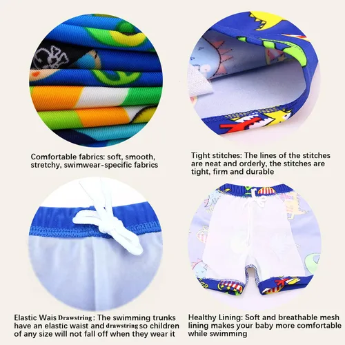 Vista 6 de Paquete de 2 trajes de baño para niños pequeños, traje de baño de dinosaurio y tiburón