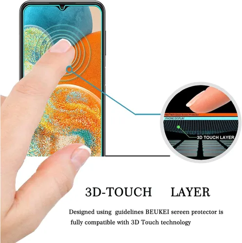 Vista 2 de Protector de pantalla de vidrio templado compatible con Samsung Galaxy A23 5G / Galaxy A23, sensible al tacto, compatible con fundas, dureza 9H