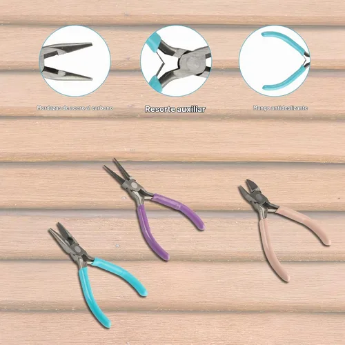 Vista 3 de 3 Pcs Jewelry Pliers Set Needle Nose Round Nose Wire Cutter