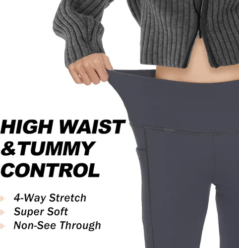 Vista 3 de CAMPSNAIL Paquete de 4 leggings de cintura alta para mujer, pantalones de yoga suaves con control de abdomen para entrenamiento, correr