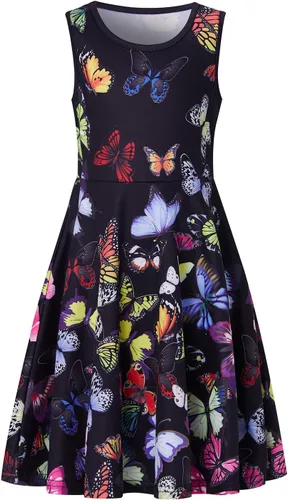 Vista 11 de BFUSTYLE - Vestido de verano sin mangas con estampado floral para niñas de 4 a 15 años Regreso a la escuela 01
