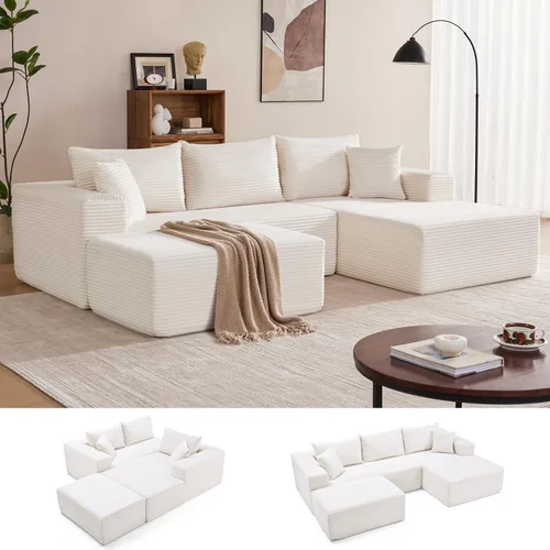 Vista 23 de Mangodan - Sofá seccional en forma de nube, sofá sin huesos para sala de estar, sofá seccional modular con asiento profundo, cómodo sofá de felpa