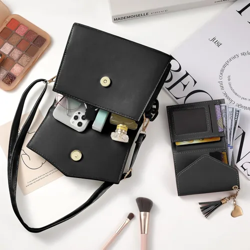 Vista 7 de Bolsos cruzados pequeños para mujeres y niñas, monederos de moda con asa superior con cadena acrílica desmontable