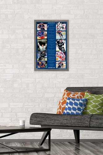 Vista 2 de Trends International Wayne Gretzky - Póster de pared de estadísticas, 22.4 pulgadas de largo x 14.7 pulgadas, versión enmarcada en madera de granero