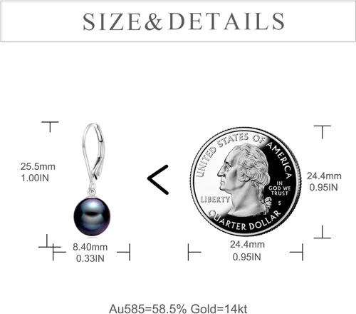 Vista 5 de KECHO Aretes de gota de perlas de agua dulce de oro macizo de 14 quilates para mujer, regalos de dama de honor para ella