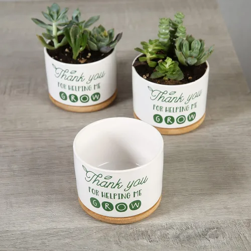 Vista 7 de DOMG Regalo de Apreciación para Maestros, Maceta de Cerámica para Suculentas Pequeña Maceta de Flores para Uso en Interior y Exterior, Gracias por