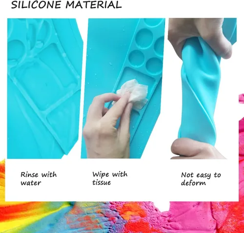 Vista 4 de SHNOKER Tapete de silicona para manualidades de 21.7 x 17.7 pulgadas, tapete de pintura de silicona súper grande con 1 taza magnética y paleta