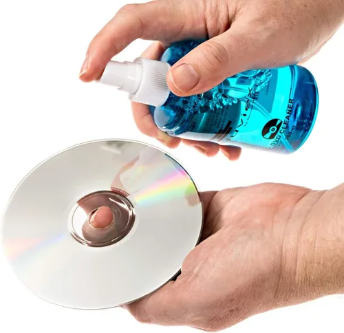 Vista 2 de Solución limpiadora de CD de alta calidad, líquido de limpieza compacto para CD y DVD con paño antiestático de microfibra, 7 onzas