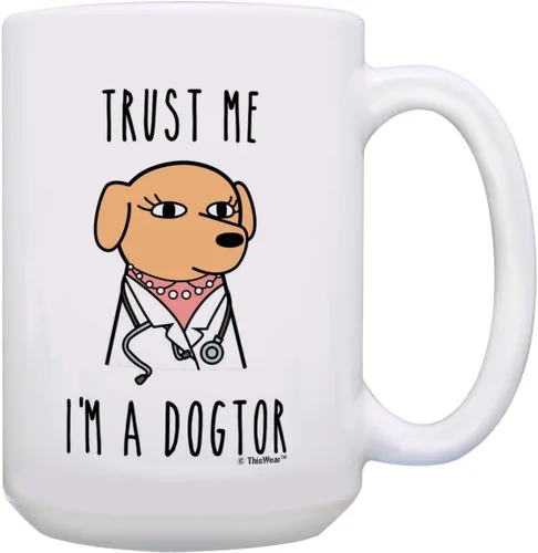 Vista 8 de ThisWear Trust Me I'm a Dogtor - Taza de café macho de 15 onzas, 1 paquete 15oz - Masculino