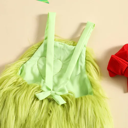 Vista 4 de Traje de disfraz de Navidad para bebés y niñas pequeñas conjunto de ropa con diadema y calentador de piernas