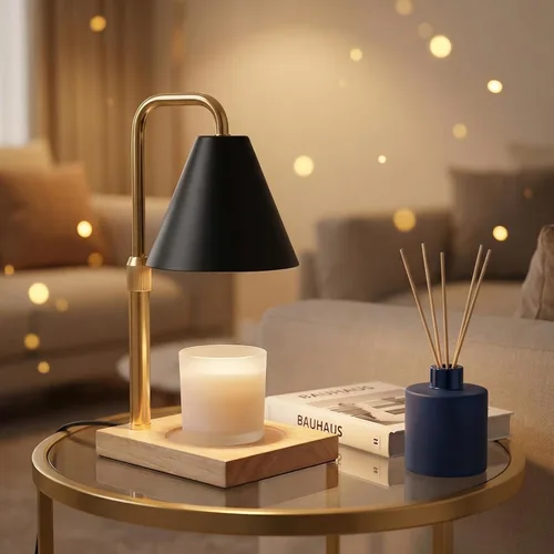Vista 9 de Lámpara calentadora de velas con temporizador, regalos de cumpleaños B.negro