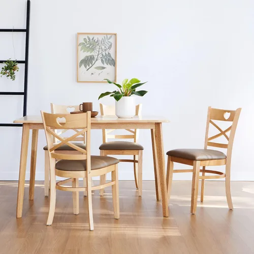 Vista 7 de Livinia Canberra 47.2" Mesa de comedor rectangular de madera/Mesa de cocina de roble malayo moderno de mediados de siglo (roble natural) Solo mesa