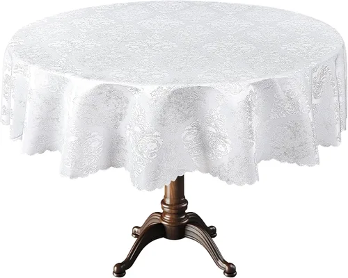 Vista 21 de Mantel EcoSol Designs de microfibra, con estampado de damascos, resistente a las arrugas y las manchas
