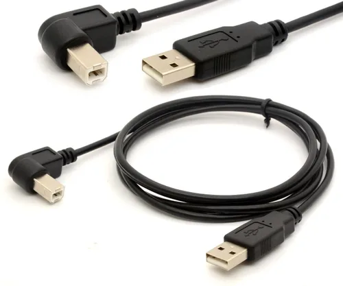 Vista 6 de 1.5M USB a cable adaptador de impresora (abajo) 90 Degree USB 2.0 A Male to B Down Angle Plug Converter Lead 480Mbps High Speed Adaptor Scanner