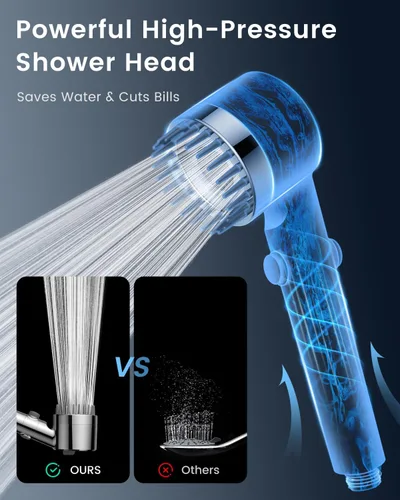 Vista 12 de Filtered Shower Head with Handheld with 4PCS Filters, High Pressure 4 Spray Modes Shower heads with Filter, IronDrops Water Softener Filter for Hard