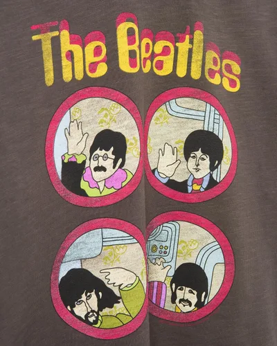 Vista 5 de Camiseta de cuello alto falso de The Beatles Yellow Sub Crop para mujer