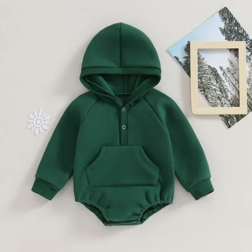 Vista 2 de FYBITBO Ropa para bebés y niñas, ropa de otoño e invierno con capucha, mameluco de manga larga, ropa cálida y bonita