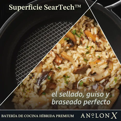 Vista 7 de [Usado] Anolon X SearTech - Saucier antiadherente de aluminio con tapa, 2.5 cuartos de galón, gris súper oscuro