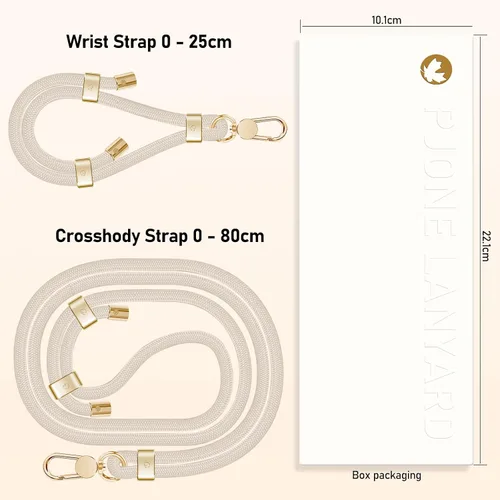 Vista 3 de UKON Cordón para teléfono celular, cordón bandolera y correa de muñeca, hebilla de metal premium con dijes para teléfono con 2 parches de correa