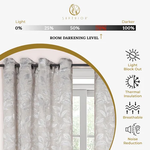 Vista 2 de Superior Cortinas opacas, oscurecimiento de la habitación, decoración de ventana para dormitorio, bloqueo solar, térmicas, cortinas bohemias Marfil