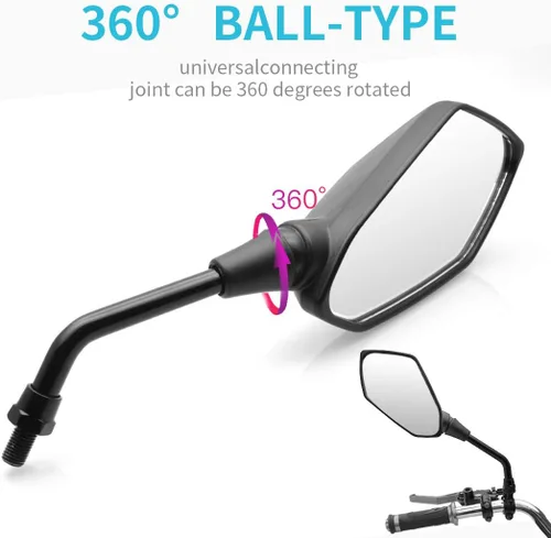 Vista 4 de MZS Espejos de motocicleta, espejo lateral retrovisor de 0.394 pulgadas, manillar ajustable de 360° compatible con GSXS750 GSXS750Z / GSXS1000