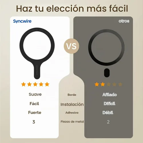 Vista 7 de SYNCWIRE - Adhesivo magnético para anillo de metal MagSafe, paquete de 3, color negro