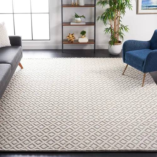 Vista 47 de SAFAVIEH Vermont Collection - Alfombra decorativa de 2 pies 3 pulgadas x 4 pies, marfil y negro, lana hecha a mano, ideal para zonas de alto tráfico