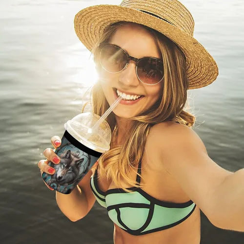 Vista 6 de 3D Wolf Dream Catcher Reusable Insulated Neoprene Iced Coffee Cup Sleeves 3 Sizes Diving Material Cup Durable Beverage Covers for Cold Coffee Tea