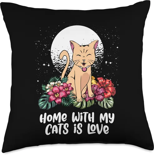 Vista 4 de Home with My Cats Is Love Cat Lover Cat Mom Kitten Cat Dad Throw Pillow