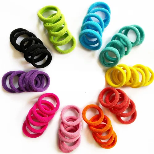 Vista 2 de Omszte, 100 piezas de ligas para el cabello de bebé, ligas de cabello de algodón sin costuras para niñas pequeñas y niños, pequeños elásticos suaves