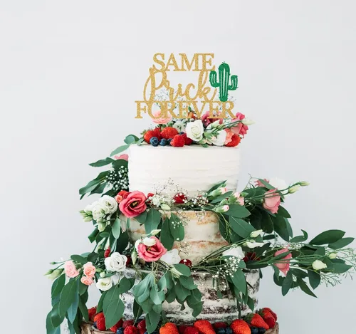 Vista 6 de Same Prick Forever - Decoración para tartas mexicanas, decoración de cactus, despedida de soltera, fiesta final mexicana, divertidas decoraciones