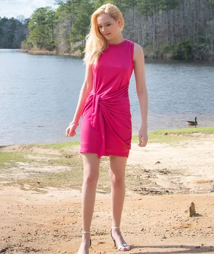 Vista 4 de BTFBM Vestido de verano 2023 para mujer casual sin mangas cruzado entallado fruncido vestido de primavera con lazo en la cintura