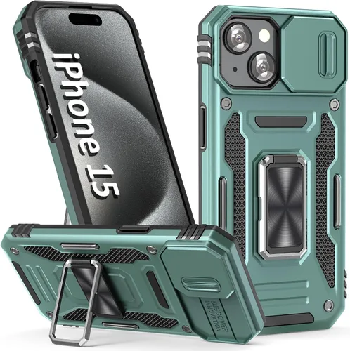 Vista 10 de Funda para iPhone 15 Pro, color verde alpino
