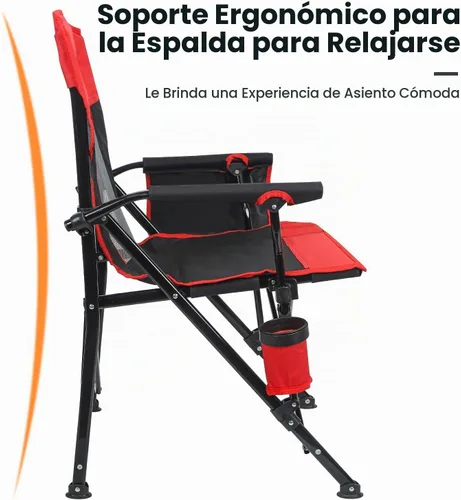 Vista 4 de Silla de camping para adultos, 350 libras, respaldo de malla transpirable