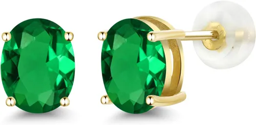 Vista 312 de Gem Stone King Aretes de oro de 14 quilates con piedra natal ovalada de 0.315 x 0.236 in Aretes de oro para mujer