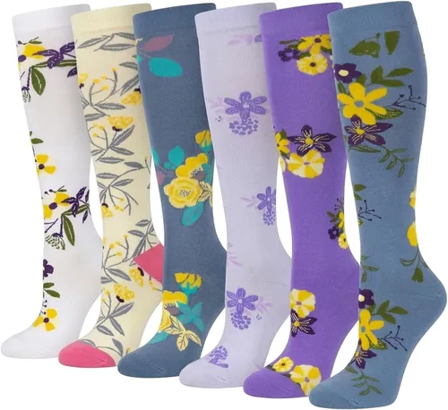 Vista 8 de LEOSTEP Calcetines de compresión para mujeres y hombres, para circulación, medias altas hasta la rodilla para enfermeras, ciclismo, senderismo