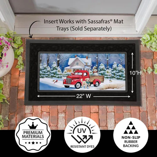 Vista 3 de Evergreen Flag Alfombrilla de interruptor navideño de sassafras de 22" x 10", tapete intercambiable para puerta delantera exterior, entrada