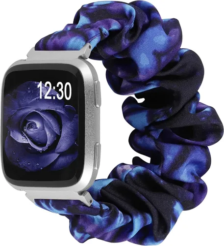 Vista 15 de TOYOUTHS Bandas Scrunchie compatibles con Fitbit Versa/Versa 2/Versa Lite Edición Especial para mujeres y hombres, linda correa de tela elástica