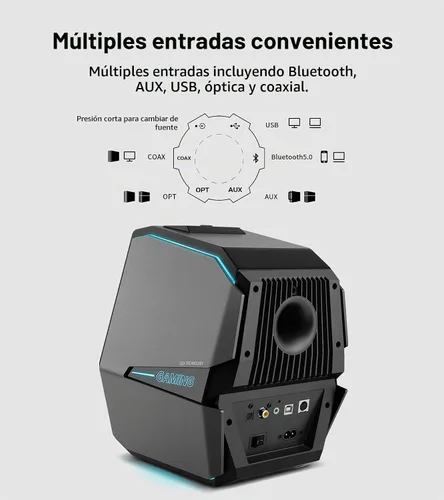 Vista 8 de HECATE G5000 Altavoces Bluetooth para juegos de computadora, altavoces de escritorio inalámbricos de audio de alta resolución, 88 W RMS alimentado