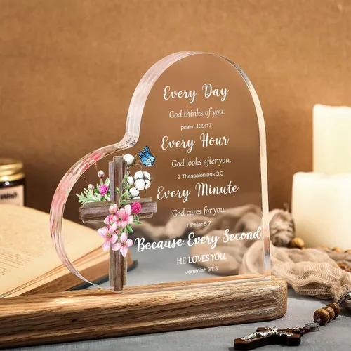 Vista 2 de Regalos cristianos de acrílico para mujer, regalos inspiradores con versículos de la Biblia y oraciones, regalos religiosos con las Sagradas