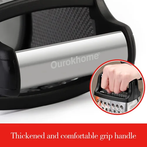 Vista 6 de Ourokhome Rallador rotativo de queso y rallador de caja de acero inoxidable con recipiente de almacenamiento extraíble, guantes, pelador de verduras