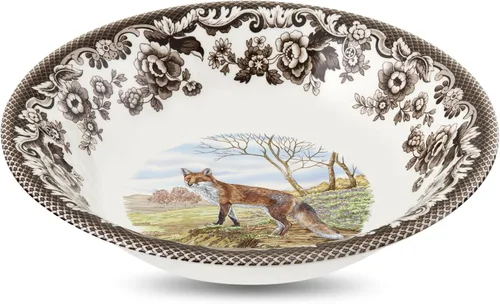 Vista 8 de Spode Woodland American Wildlife Ascot - Cuenco para cereales, diseño de bisonte, cuenco de loza fina de 8 pulgadas para cereales, ensaladas