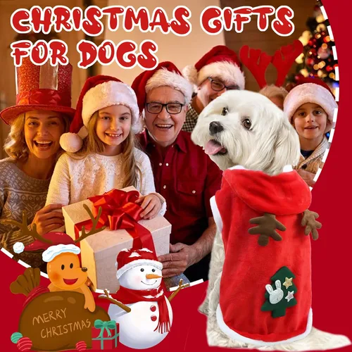 Vista 5 de Disfraz de Navidad para gatos, chaleco con capucha de Navidad para gatos con cuernos de alce, ropa de vacaciones para gatos y mascotas (S)