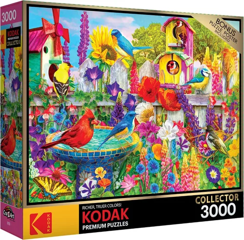 Vista 2 de RoseArt - Kodak Premium - Bird Bath Garden - Rompecabezas de 3000 piezas para adultos