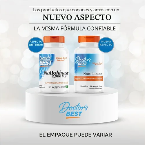 Vista 2 de Doctors Best Nattokinase, 2000 Fus, Apoya la Salud Cardiovascular, Sin OGM, Vegano 90 Cápsulas Vegetarianas