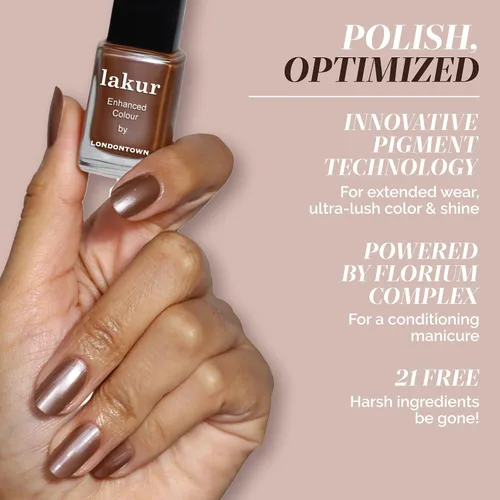 Vista 4 de LONDONTOWN Lakur Esmalte de uñas – Tonos nude y marrón, de larga duración, sin rayas, resistente al astillado 21+ color de uñas veganas no tóxico