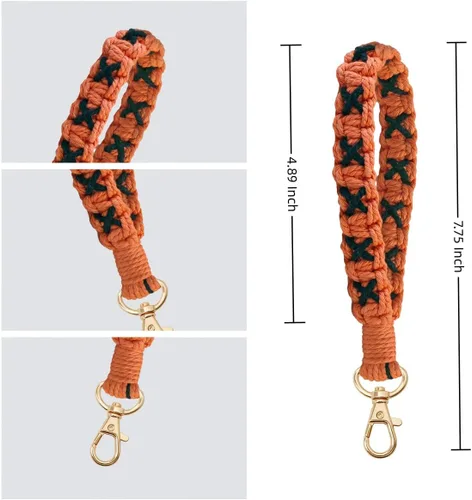 Vista 5 de Llavero bohemio hecho a mano, llavero de muñeca para llave de macramé, llavero para llave de automóvil para mujer