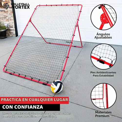 Vista 5 de Red de rebote para voleibol - 7' x 5' Red de práctica de voleibol ajustable para mejorar el golpe, el saque y el servicio - Equipo de entrenamiento