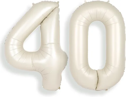 Vista 7 de SUWEN Globos de helio grandes de 102 cm (40 pulgadas) con letra S en color crema. Globos grandes de papel de aluminio con letra en helio, de A a Z.